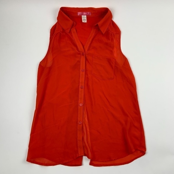 Six Degrees Of Separation Tank Top Womens Small Button Down Open Back Orange - Picture 1 of 8